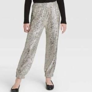 ART CLASS Girls silver sequin joggers Party Holiday Christmas. Can fit an adult